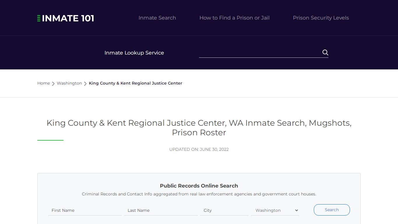 King County & Kent Regional Justice Center, WA Inmate ...